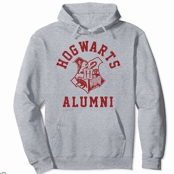Zuni Sportswear Tops - Unisex Harry Potter Hogwarts Alumni Pull Over Hoodie - Athletic Heather - Medium